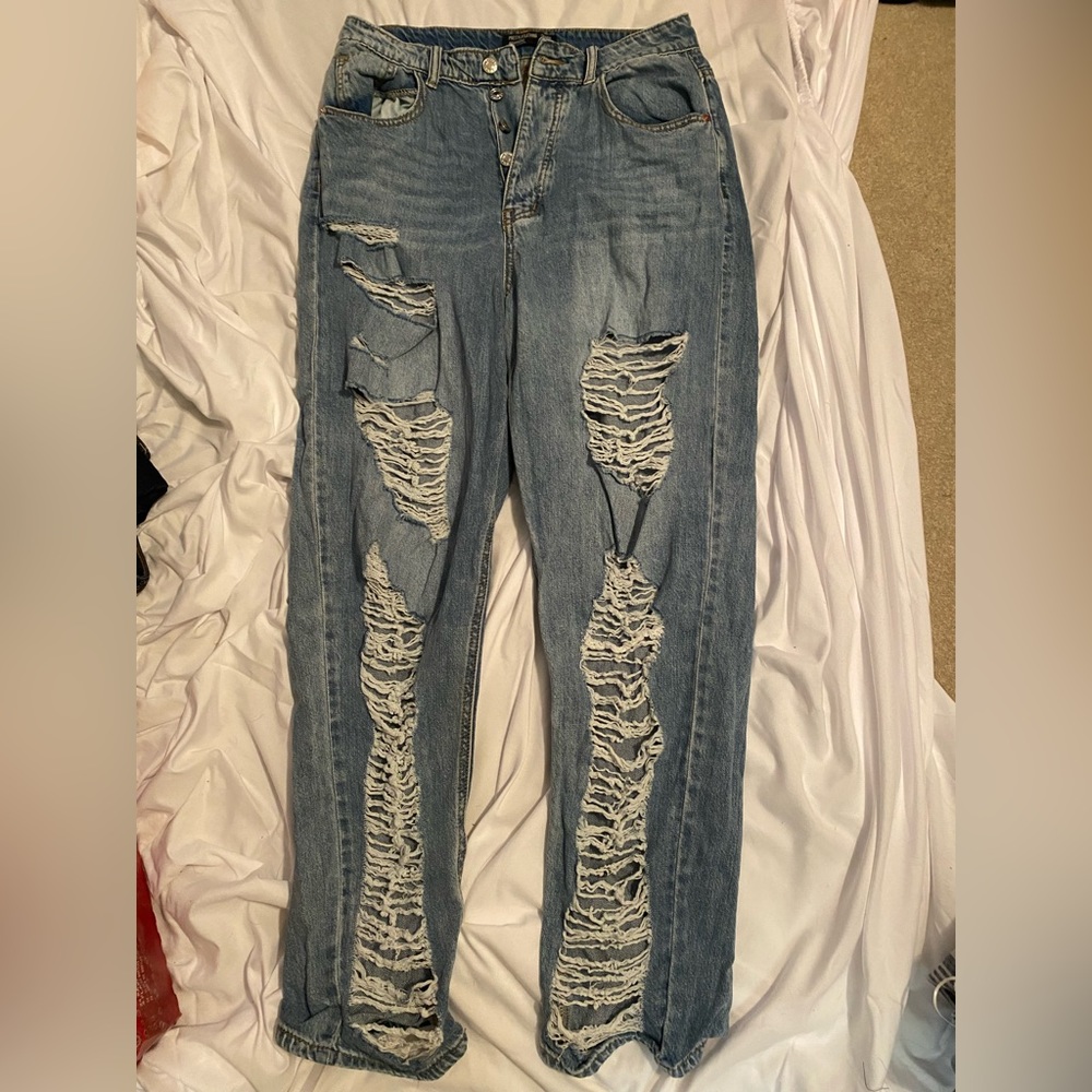 light blue distressed jeans